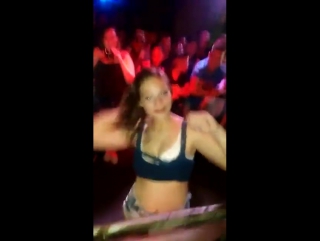 teen gets to touch strippers boobs